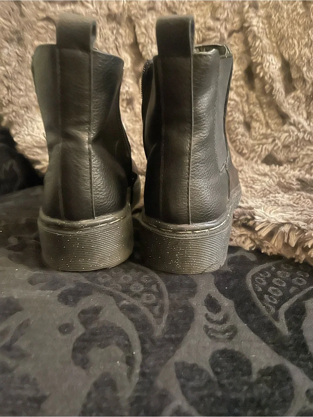 Sincerly Jules Black Kids Platform Chelsea Boots with Glitter Accents